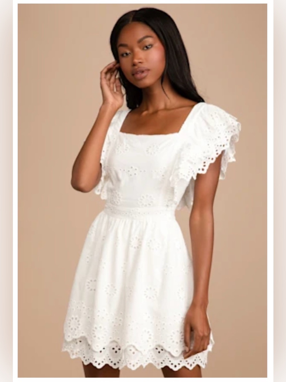 NWT Lulus White Eyelet Dress | M | Cottagecore | Boho | Coastal